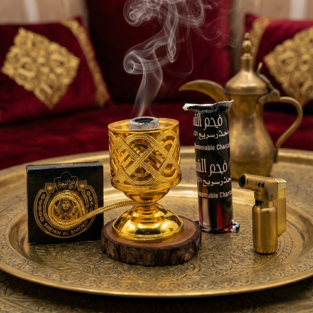 Royal Gold Metal Bakhoor Burner set